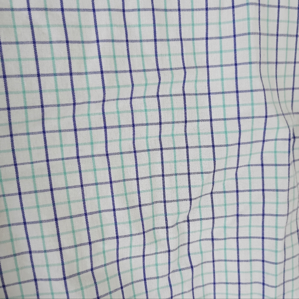 Tailored by J. Crew Large Button down white And green blue Line Long Sleeve - Picture 4 of 13
